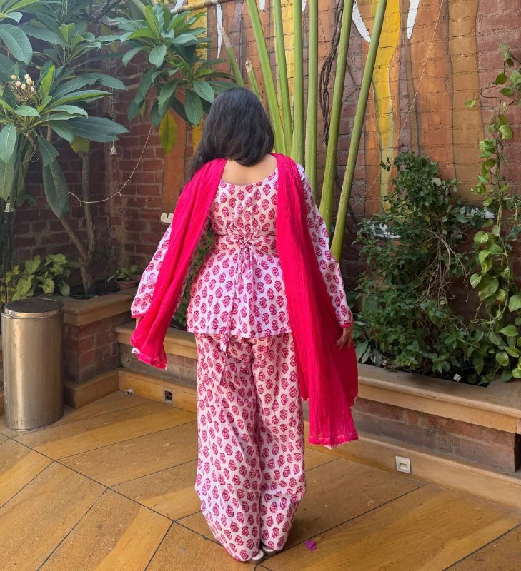 Heavy Pure Cambric Cotton Farshi Suit Set with Dupatta