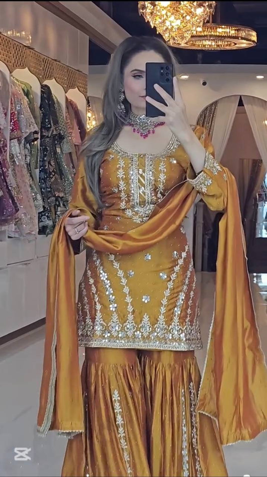 A Joyful Glow in a Stylish Pattern Enjoy in Style with a Sharara Suit