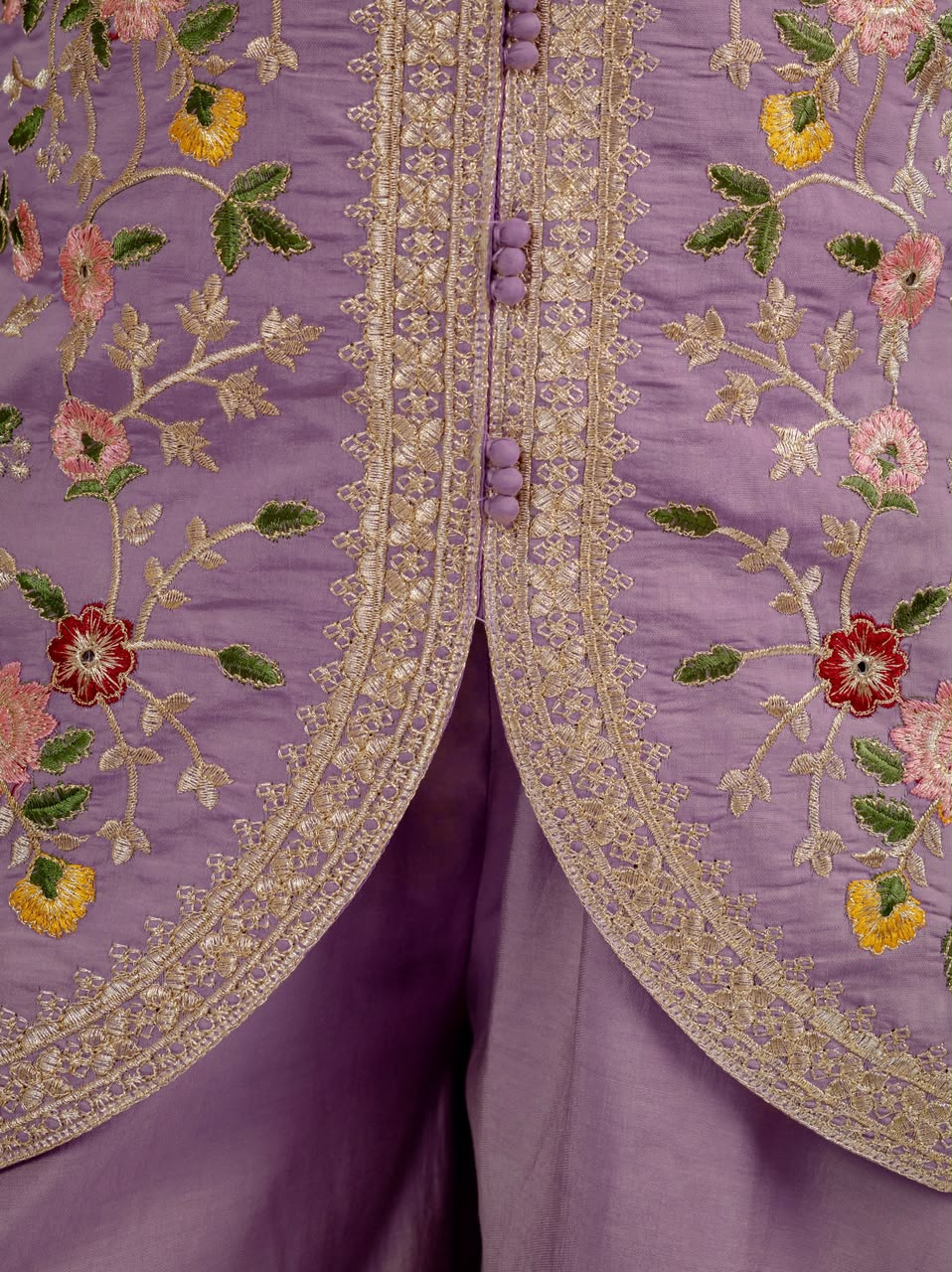 Designer Roman Silk Sharara Set with Embroidered Chanderi Dupatta