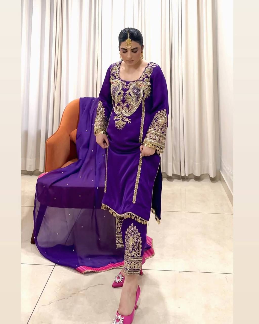 Elegant Heavy Embroidered Faux Georgette Suit Set