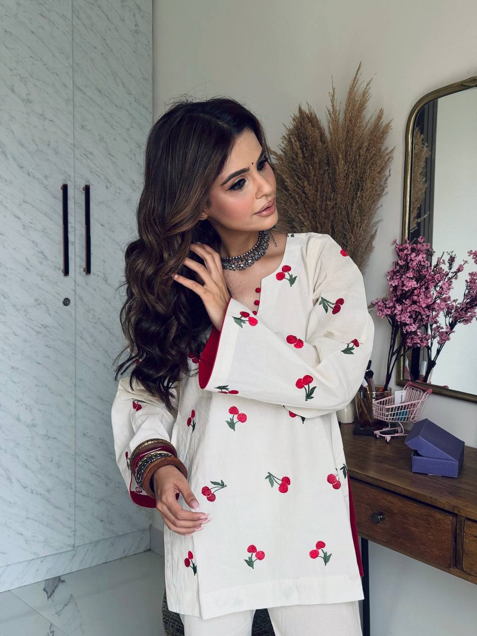 Heavy Cambric Cotton Embroidered Suit Set