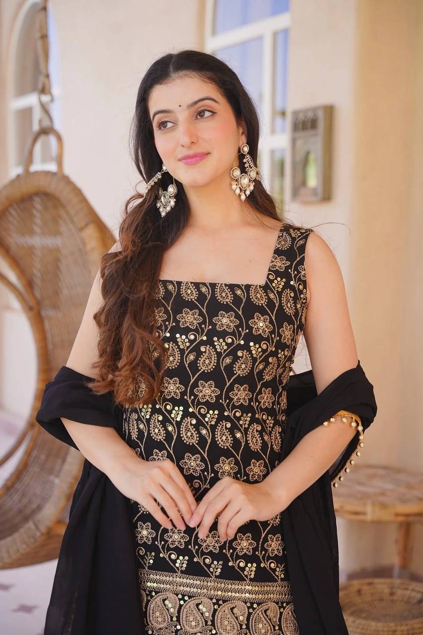 Heavy Embroidery Faux Georgette Ethnic Suit Set for Women