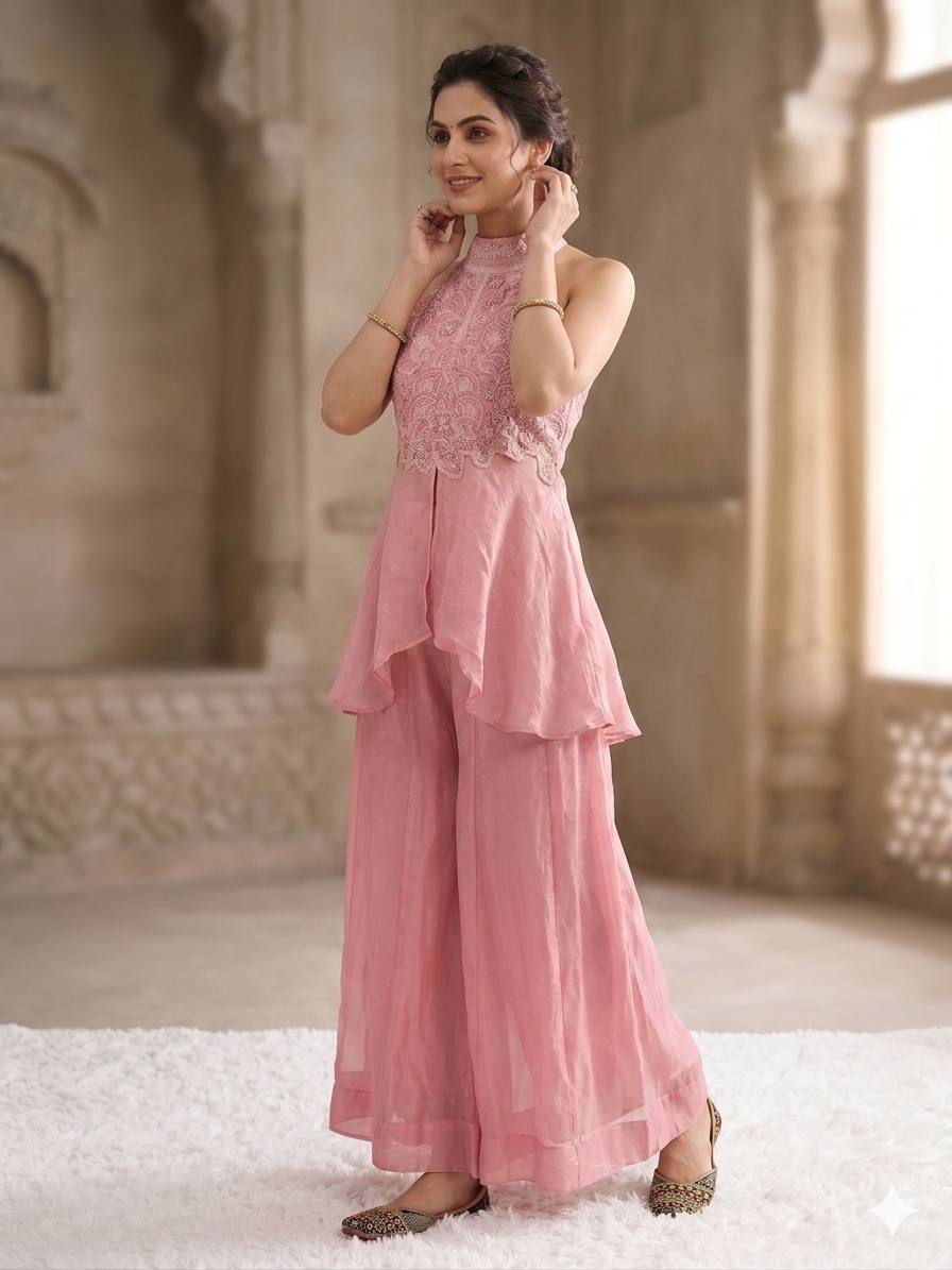 Luxury Fandy Crush Beads Work Sharara Co-Ord Set