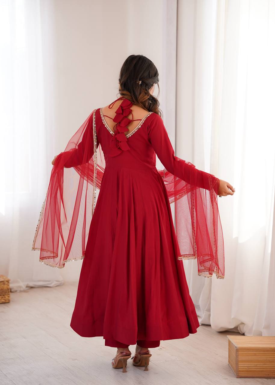 Royal RomanSilk Chanderi Anarkali Gown Set