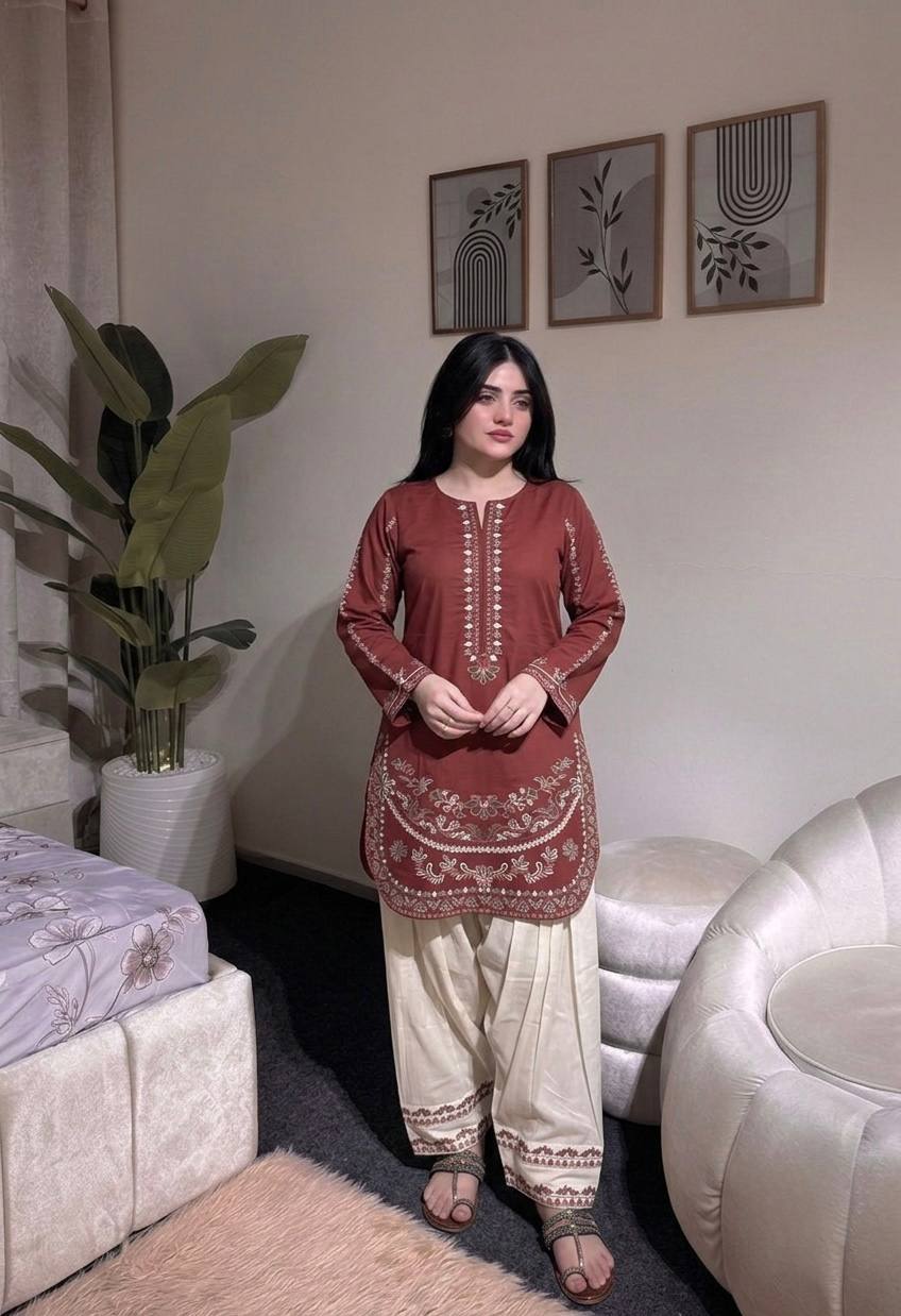 Royal Embroidered Roman Silk Farshi Palazzo Set