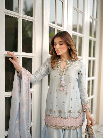 Women's Premium Satin Silk Kurti & Farshi Palazzo Set with Designer Dupatta