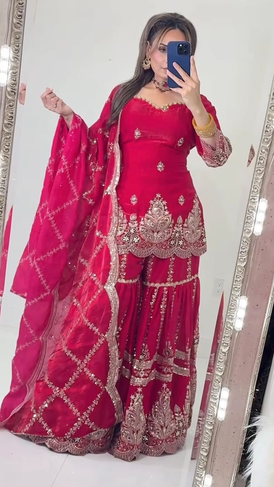 Mustard Designer Sharara Suit Set | Heavy Fandy Crush with 5mm Sequin & Embroidery Work