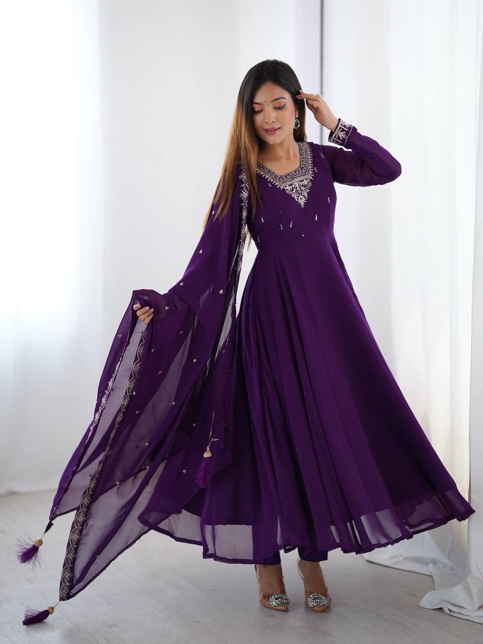 Wedding Special Designer Anarkali Suit with Heavy Flair & Fancy Dupatta