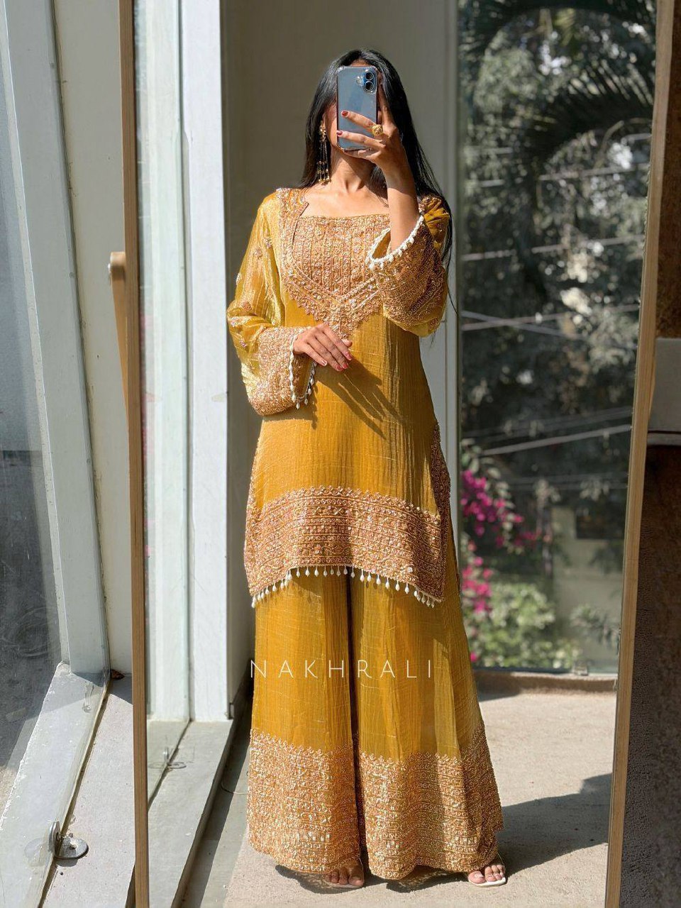 Designer Party Wear Frendy Silk Top Palazzo Set with Heavy Embroidery