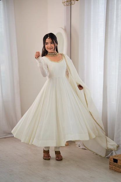 Heavy Mal Chanderi 16 Kali Anarkali Suit with Mirror Work Dupatta