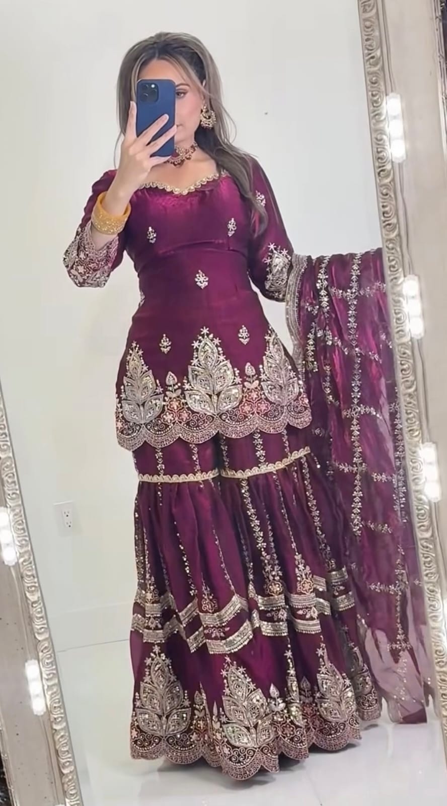 Mustard Designer Sharara Suit Set | Heavy Fandy Crush with 5mm Sequin & Embroidery Work