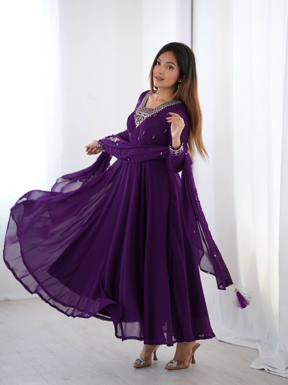 Wedding Special Designer Anarkali Suit with Heavy Flair & Fancy Dupatta