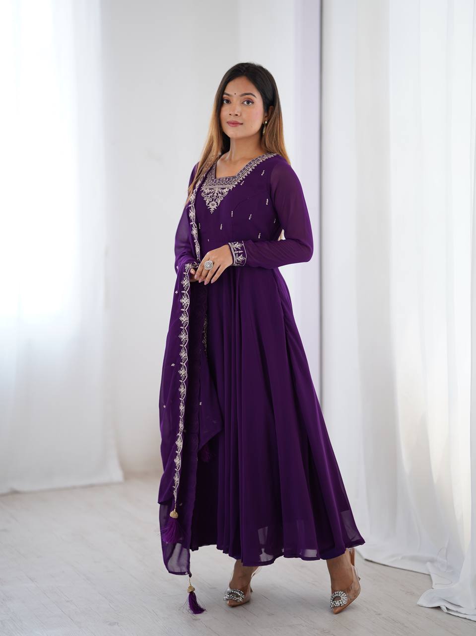 Wedding Special Designer Anarkali Suit with Heavy Flair & Fancy Dupatta