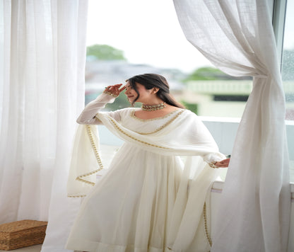 Heavy Mal Chanderi 16 Kali Anarkali Suit with Mirror Work Dupatta