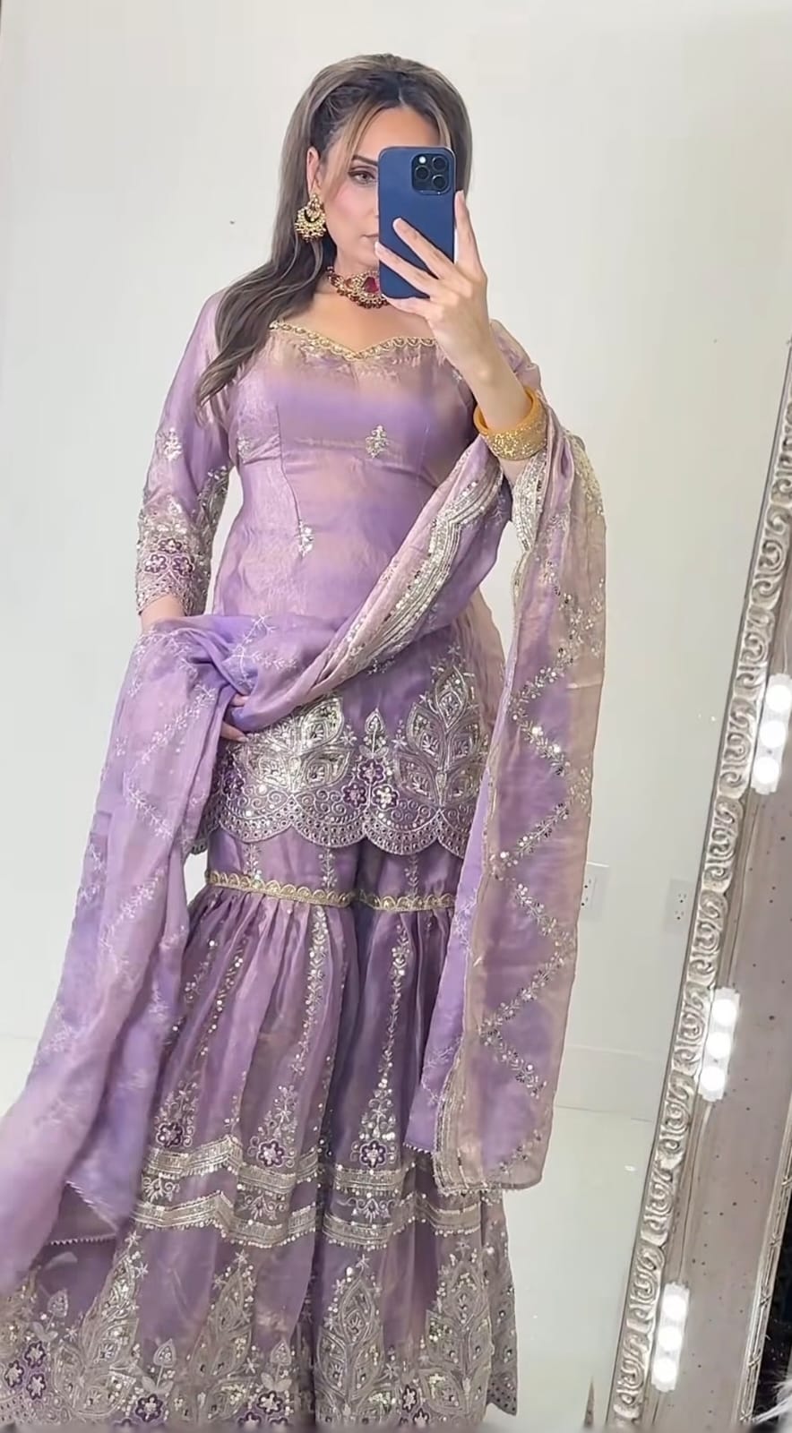 Mustard Designer Sharara Suit Set | Heavy Fandy Crush with 5mm Sequin & Embroidery Work