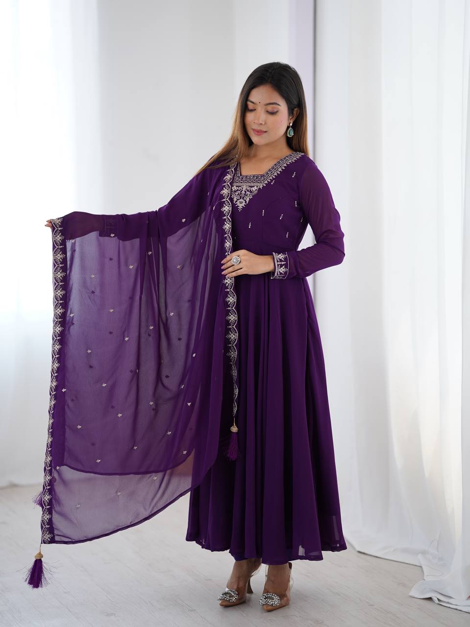 Wedding Special Designer Anarkali Suit with Heavy Flair & Fancy Dupatta