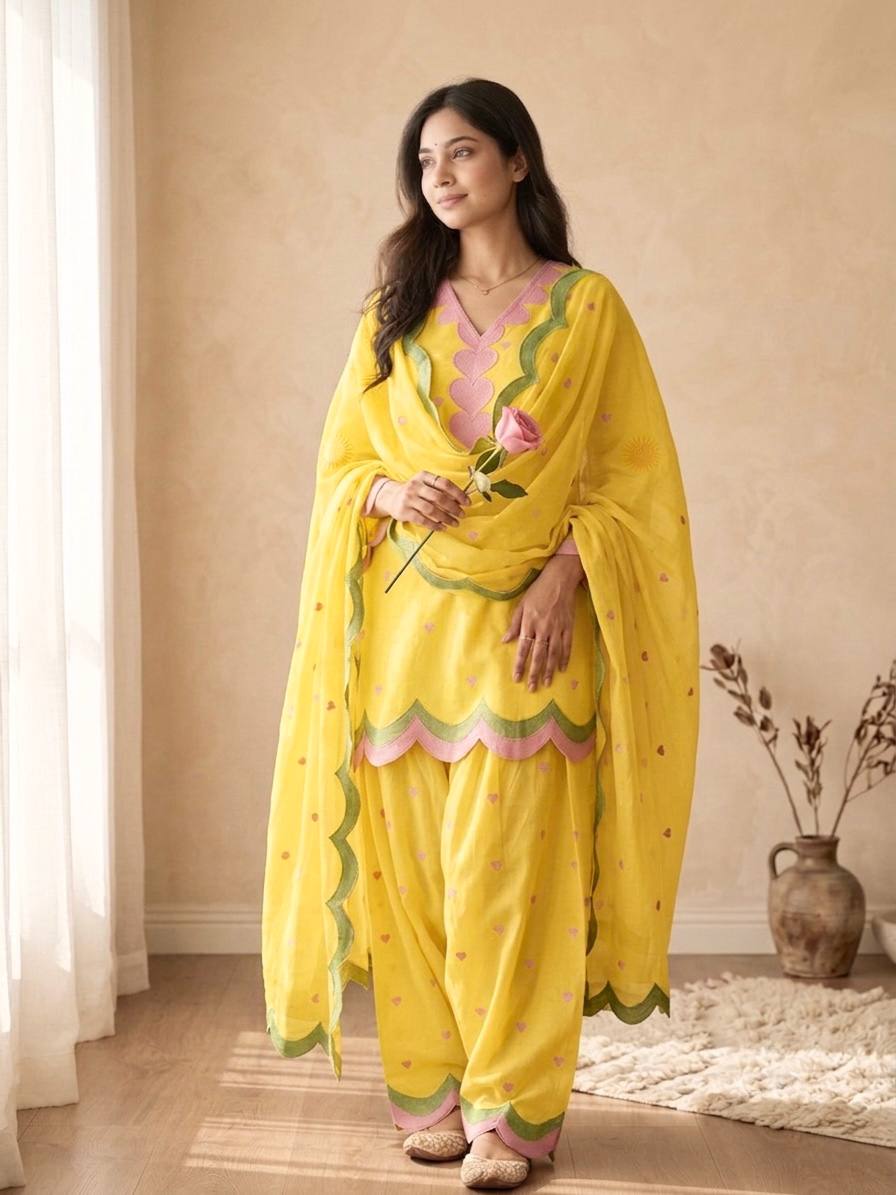 Mal Chanderi Cotton  Farshi Salwar Suit Set