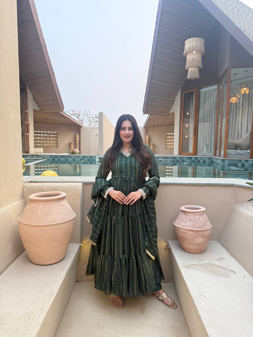 Women's Heavy Brocade Anarkali Suit Set with Pant & Brocade Dupatta