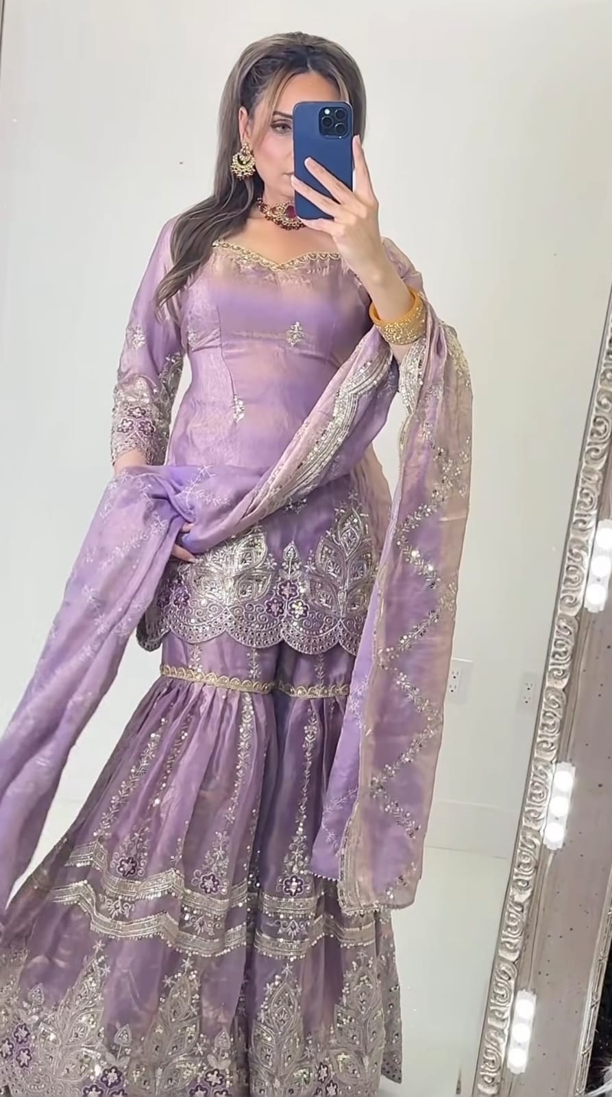 Mustard Designer Sharara Suit Set | Heavy Fandy Crush with 5mm Sequin & Embroidery Work