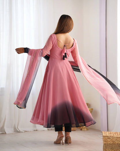 Trendy Anarkali Gown with Designer Dupatta & Pant