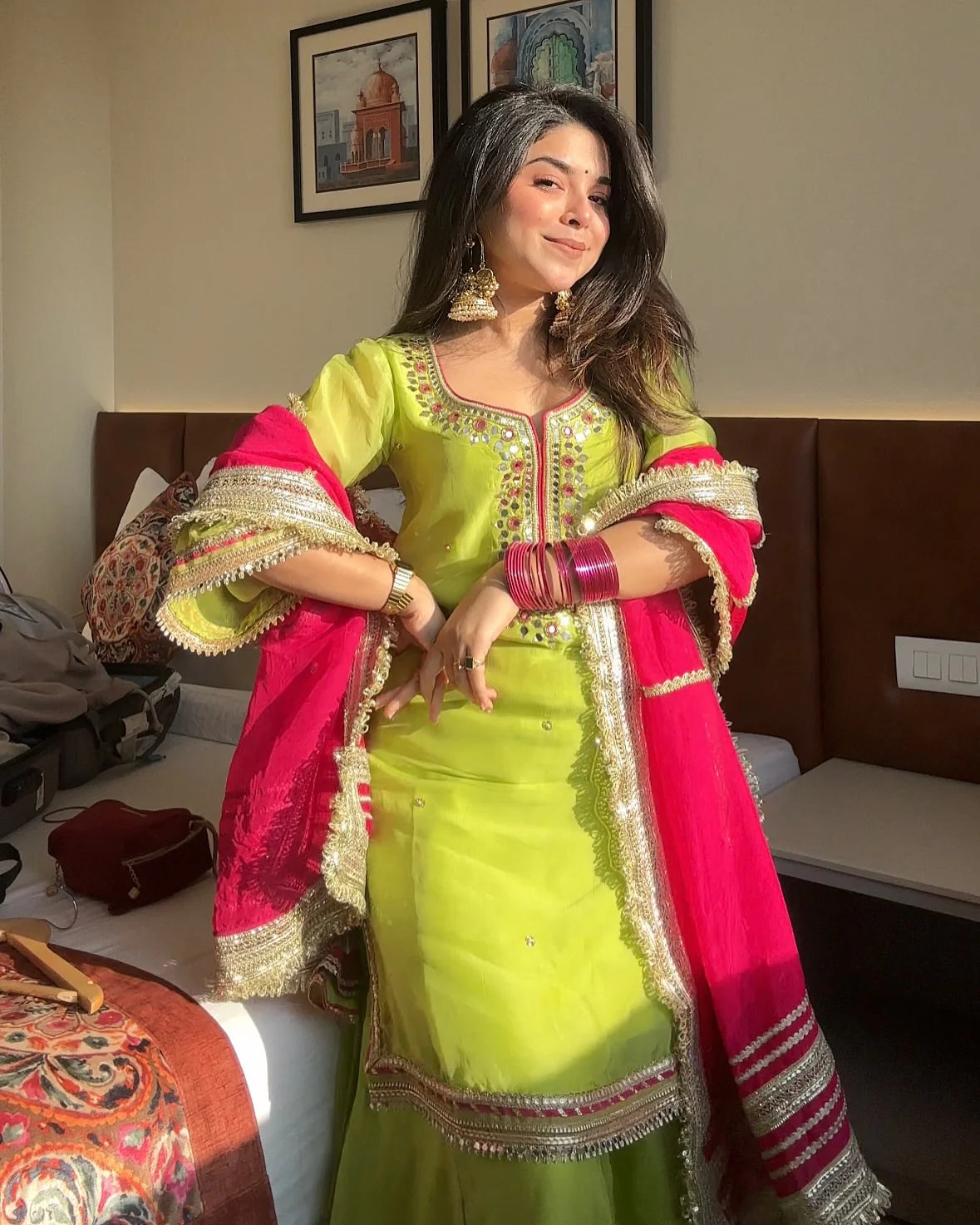 🫶🏻3 PIECE KURTI WITH FLAIRED PLAZZO AND DUPATTA
