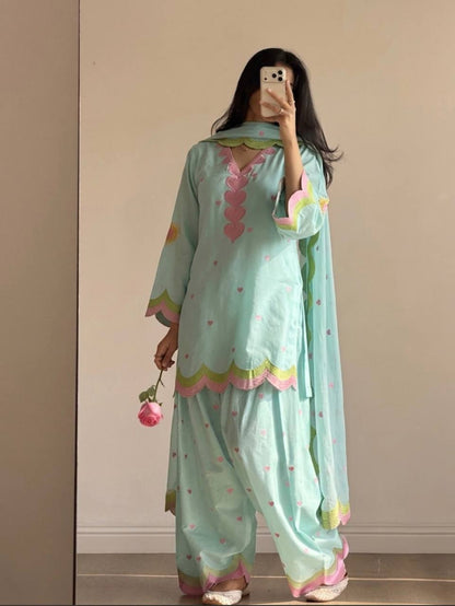 Mal Chanderi Cotton  Farshi Salwar Suit Set
