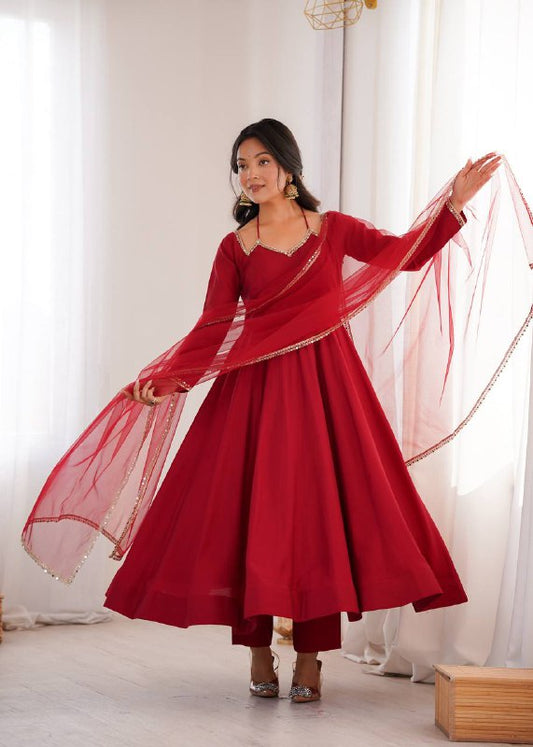 Royal RomanSilk Chanderi Anarkali Gown Set