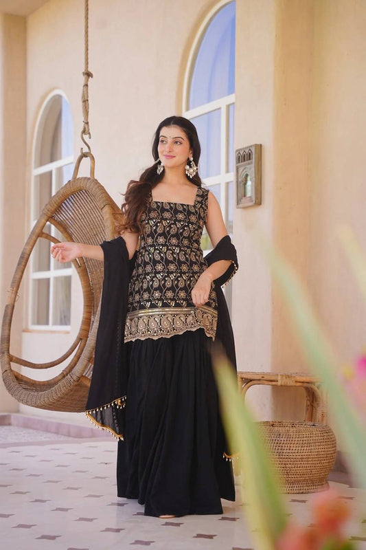 Heavy Embroidery Faux Georgette Ethnic Suit Set for Women