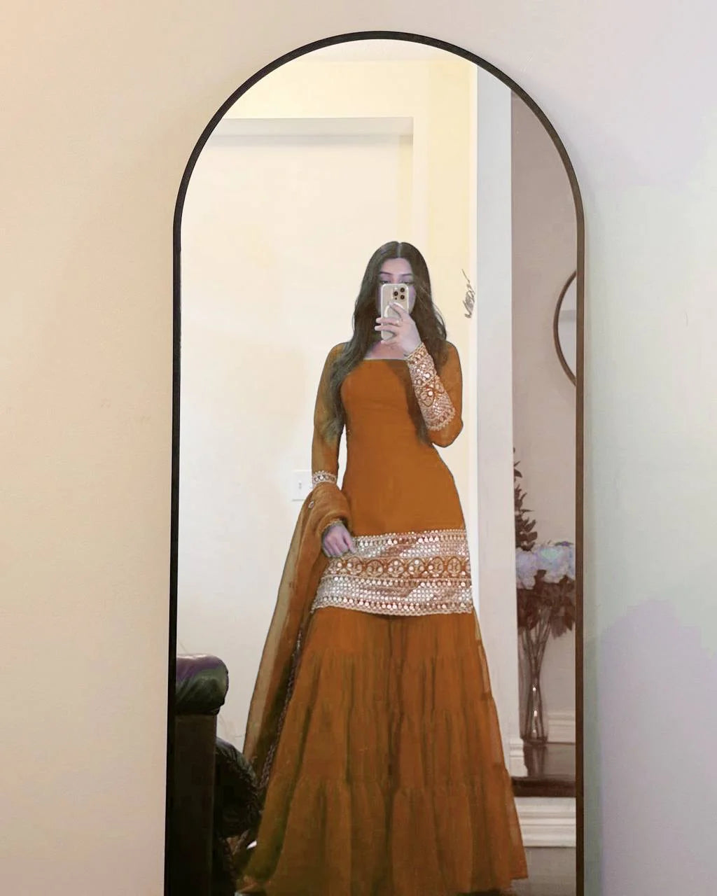 Dusty Rust Faux Georgette Sharara Set