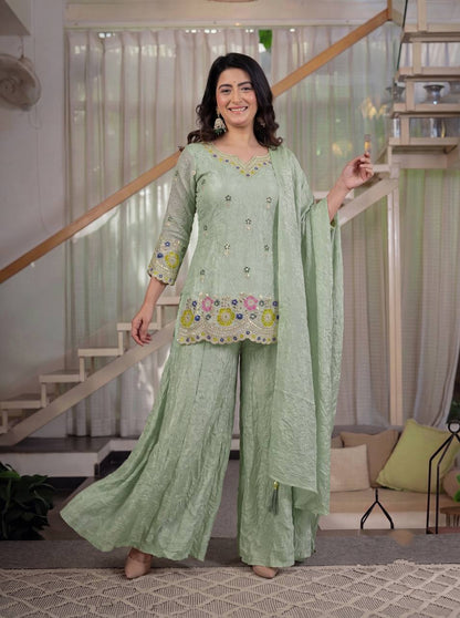Heavy Fendi Crush Embroidered  Palazzo Set