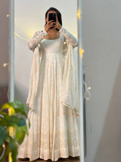 Elegant Designer Anarkali Suit in Heavy Georgette with Embroidery