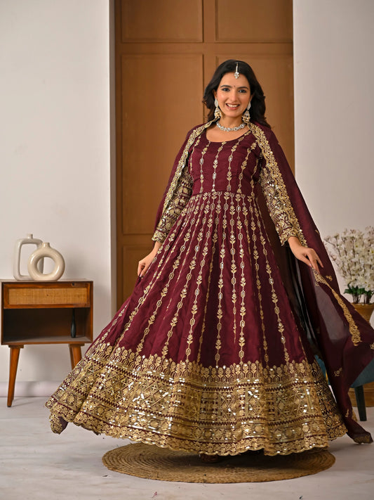 Designer Heavy Embroidered Kurta Palazzo Set with Rich Dupatta