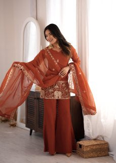 Premium Ethnic Crunchy Silk Kurta Set with Sequence Embroidery