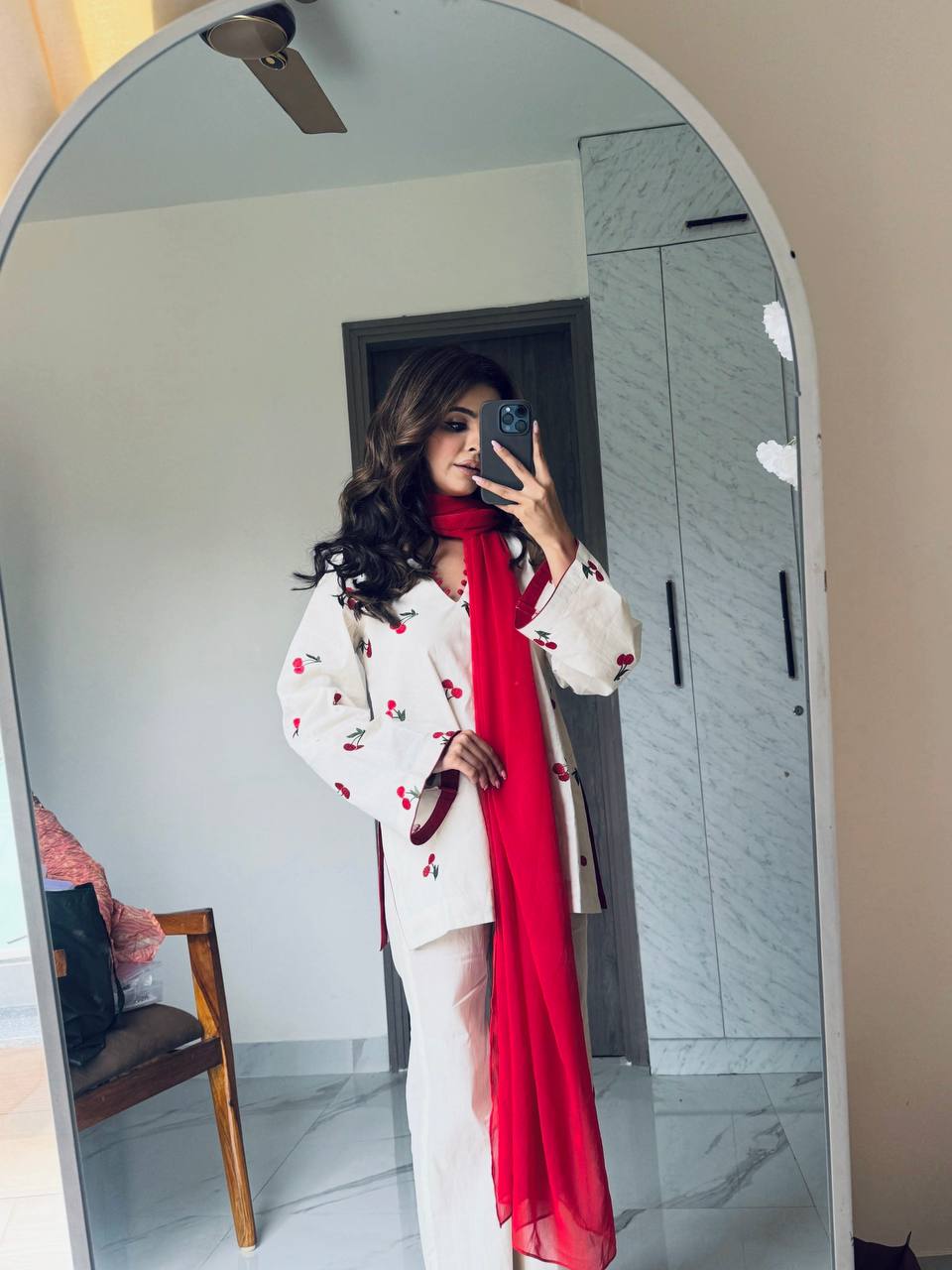 Heavy Cambric Cotton Embroidered Suit Set