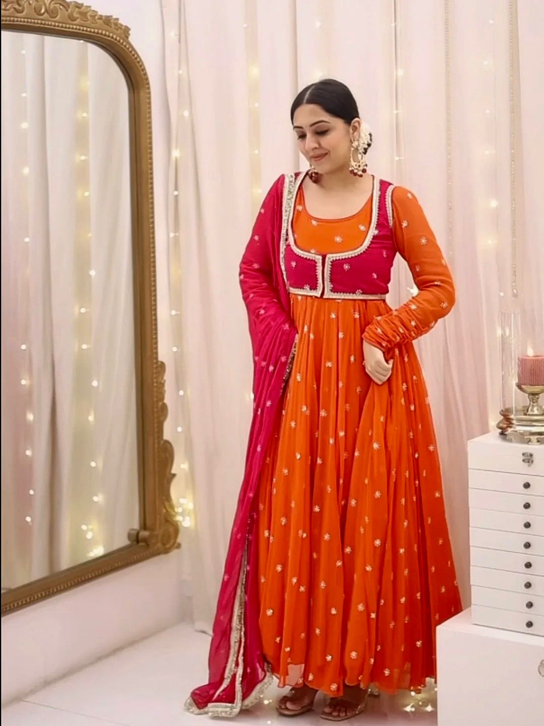 Heavy Embroidered Anarkali Gown Set with Koti