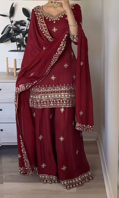 Designer Crepe Sharara Set with Sequence Work