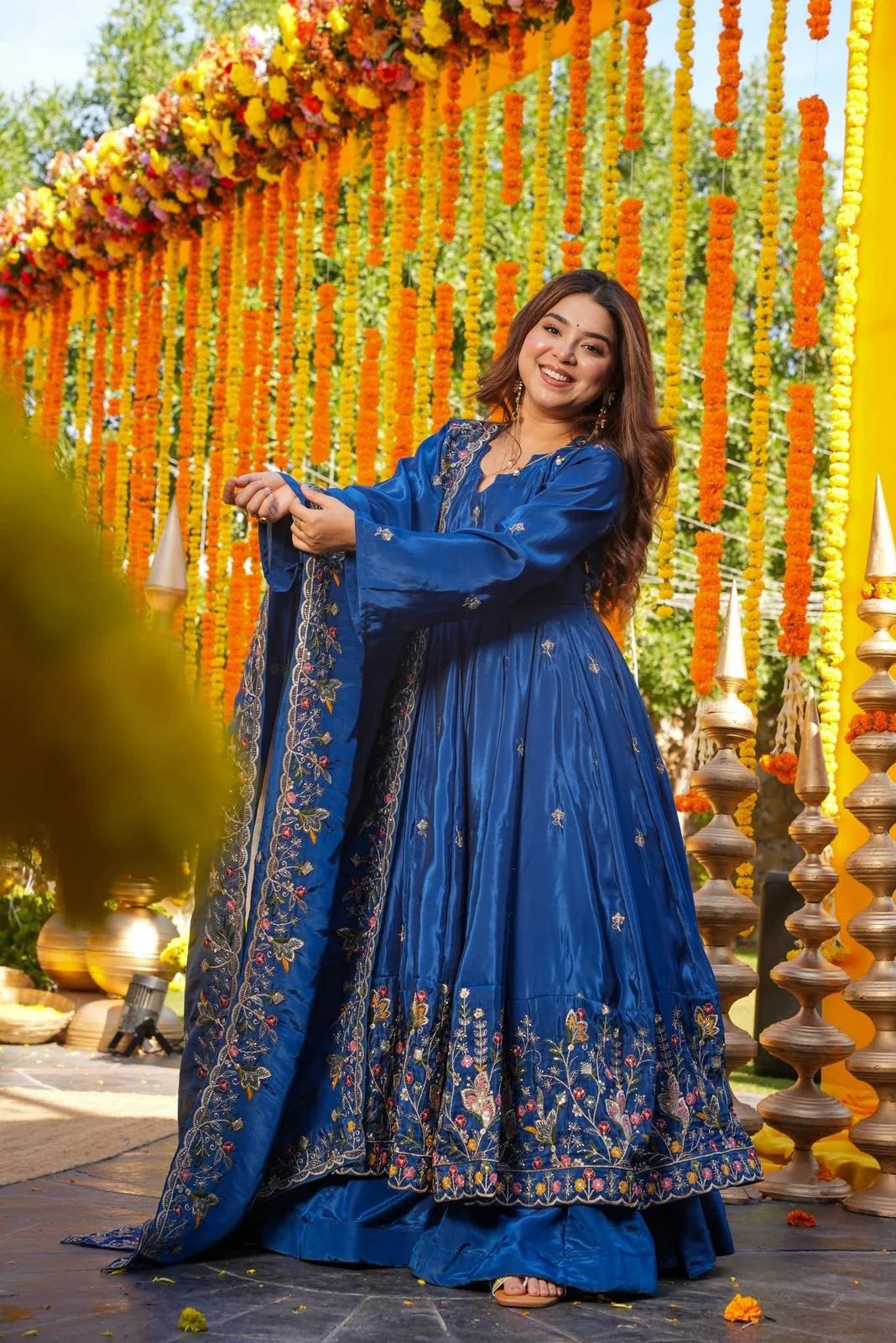 Royal Heavy Embroidered Crepe Silk Anarkali Suit Set