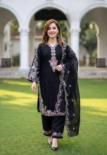 Beautiful Embroidered Silk Suit Set