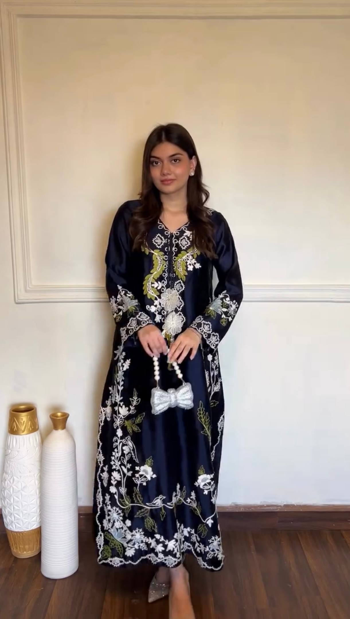 Designer Satin Rayon Kaftan Suit Set for Women
