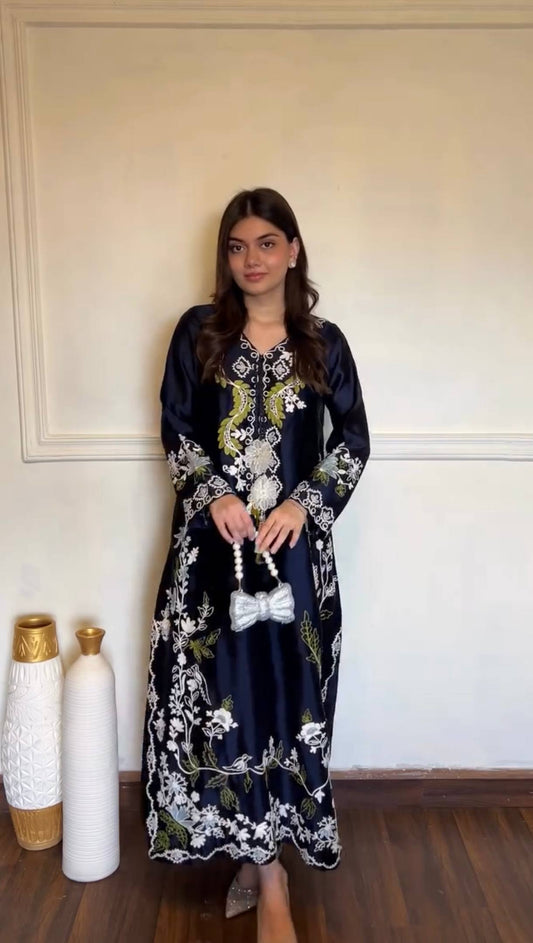 Designer Satin Rayon Kaftan Suit Set for Women