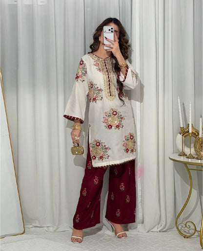 Trending Faux Georgette Kurti Set with Elegant Dupatta