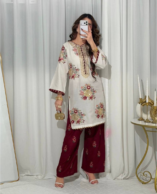 Trending Faux Georgette Kurti Set with Elegant Dupatta