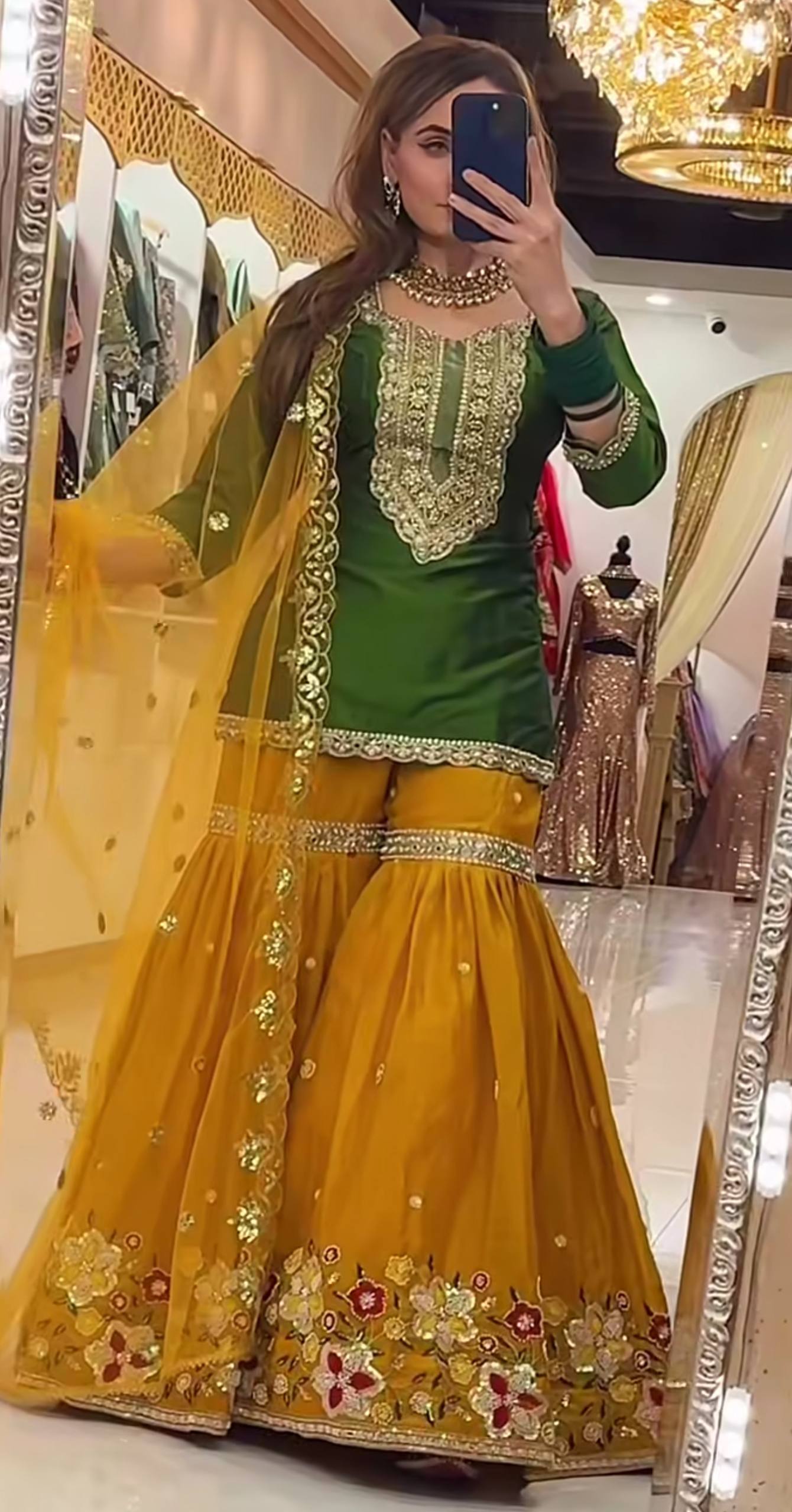 Heavy Faux Georgette Silk Embroidered Sharara Palazzo Set with Butterfly Net Dupatta