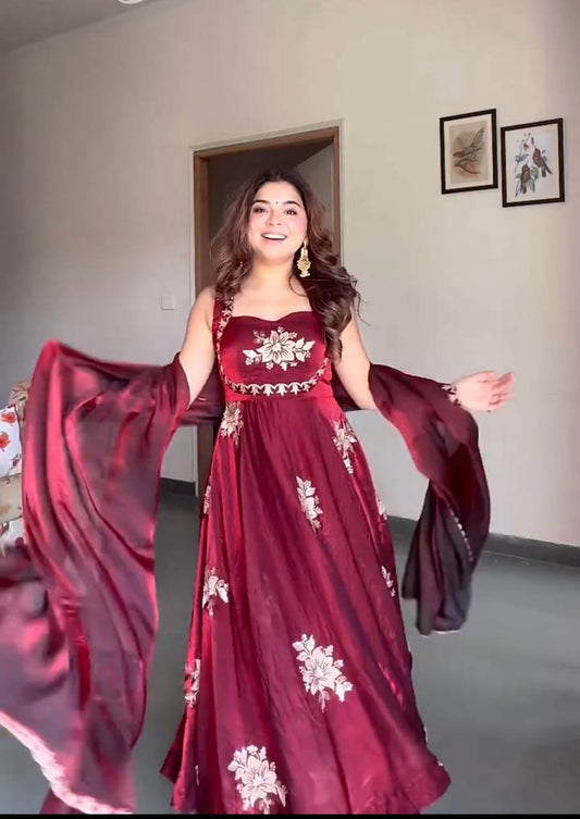 Elegant Embroidery Work Anarkali Suit