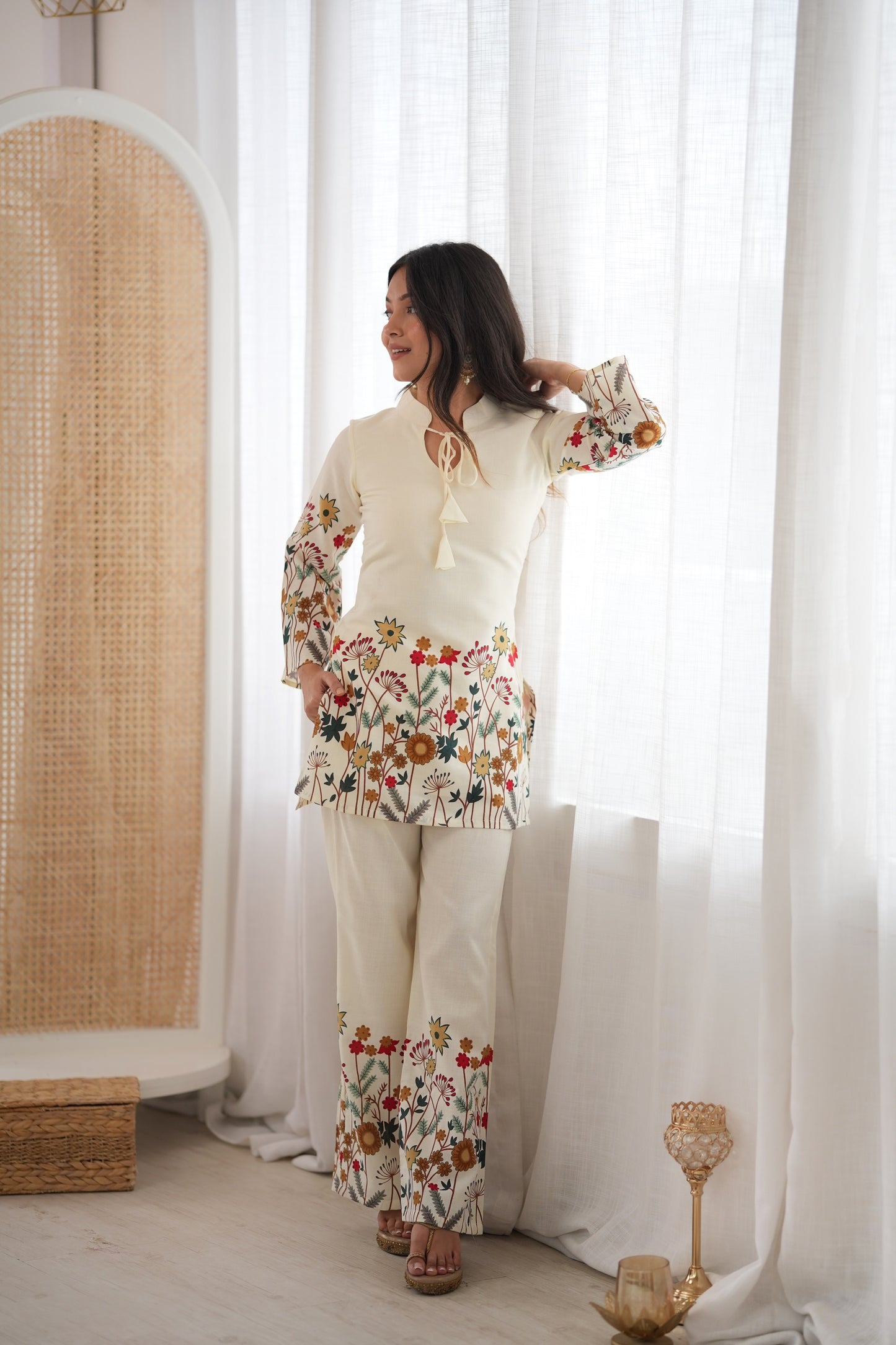 Magic Slub Cotton Floral Printed Kurta Pant Set