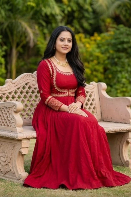 Wedding Wear Roman Silk Anarkali Suit with Palazzo & Dupatta