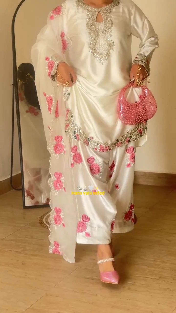 Luxury Crepe Silk Kurta Pant Set with Heavy Embroidery | Eid & Traditional Occasion Wear