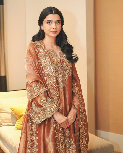 Elegant Frendy Silk Kurti Palazzo Set with Embroidered Dupatta