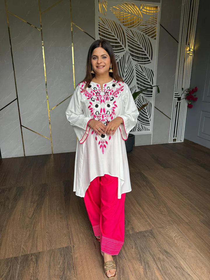 Elegant Embroidered Crap Fabric Daily Wear Suit