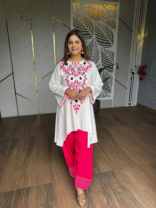 Elegant Embroidered Crap Fabric Daily Wear Suit